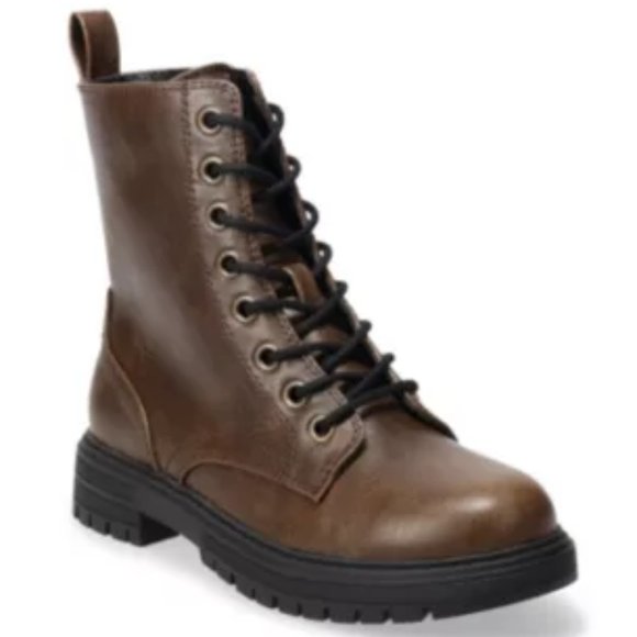 SO REINDEER BROWN COMBAT BOOTS SIZE 7 - Picture 5 of 14